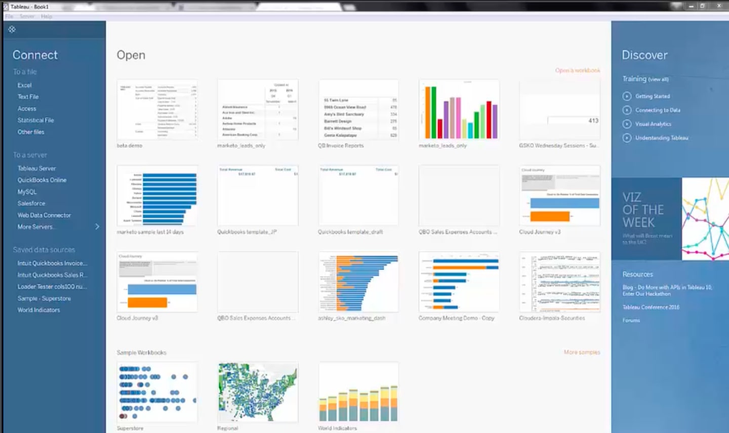 Tableau Home Page